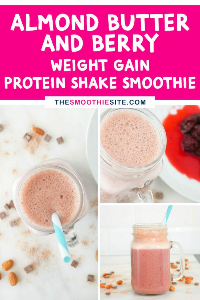 Almond butter and berry protein shake weight gain smoothie No Fuss
